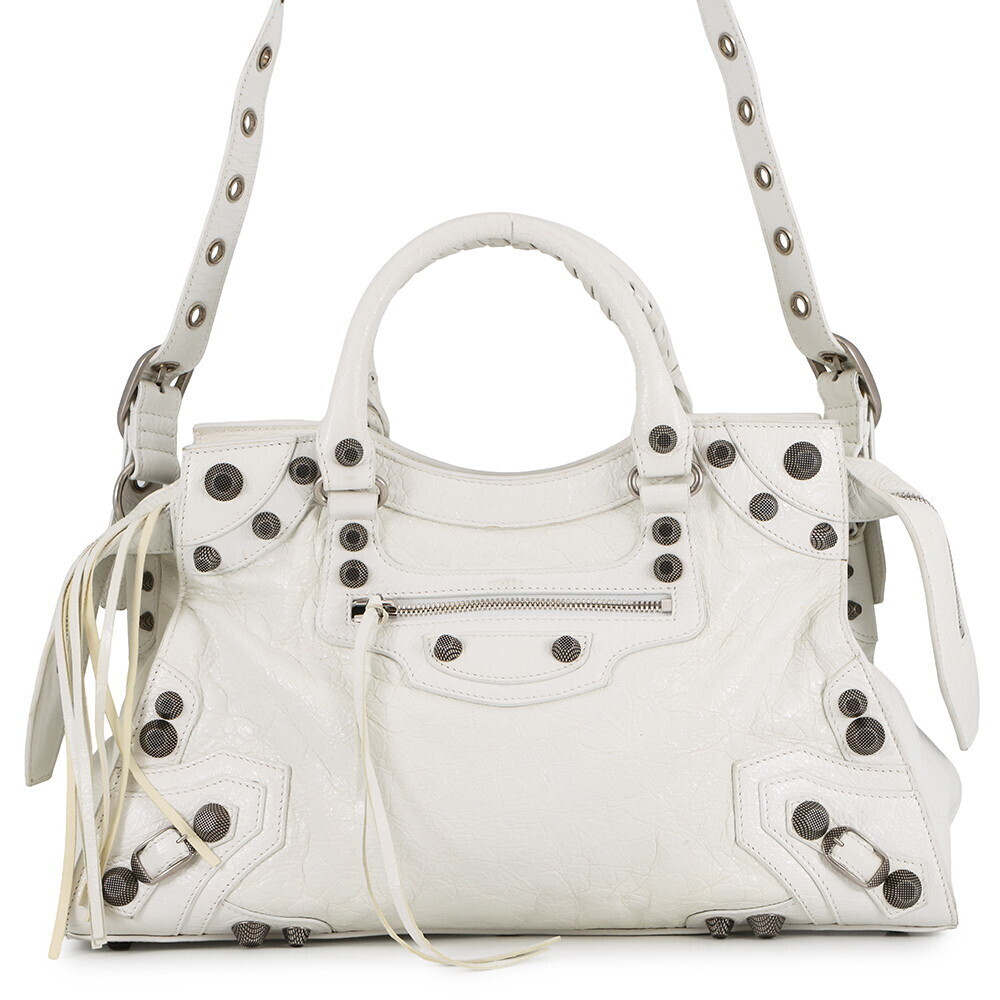 Balenciaga Neo Cagol City Leather Handbag White Bag